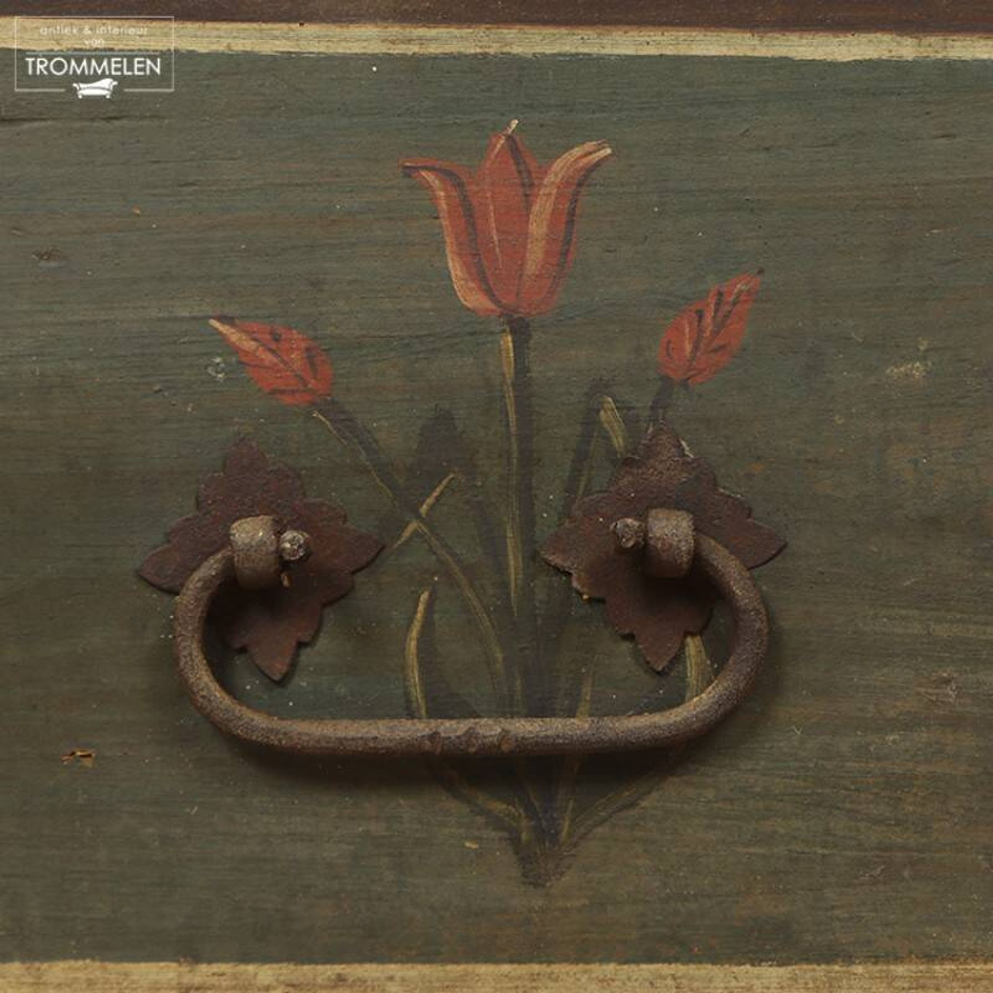 Antique Painted Folk art bridal chest