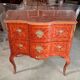 Curved jump commode in Louis XV style with marquetry and gilded bronzes.