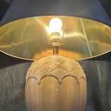 Pair of cream ceramic lamps, 1980s, art deco style, Miami light 73