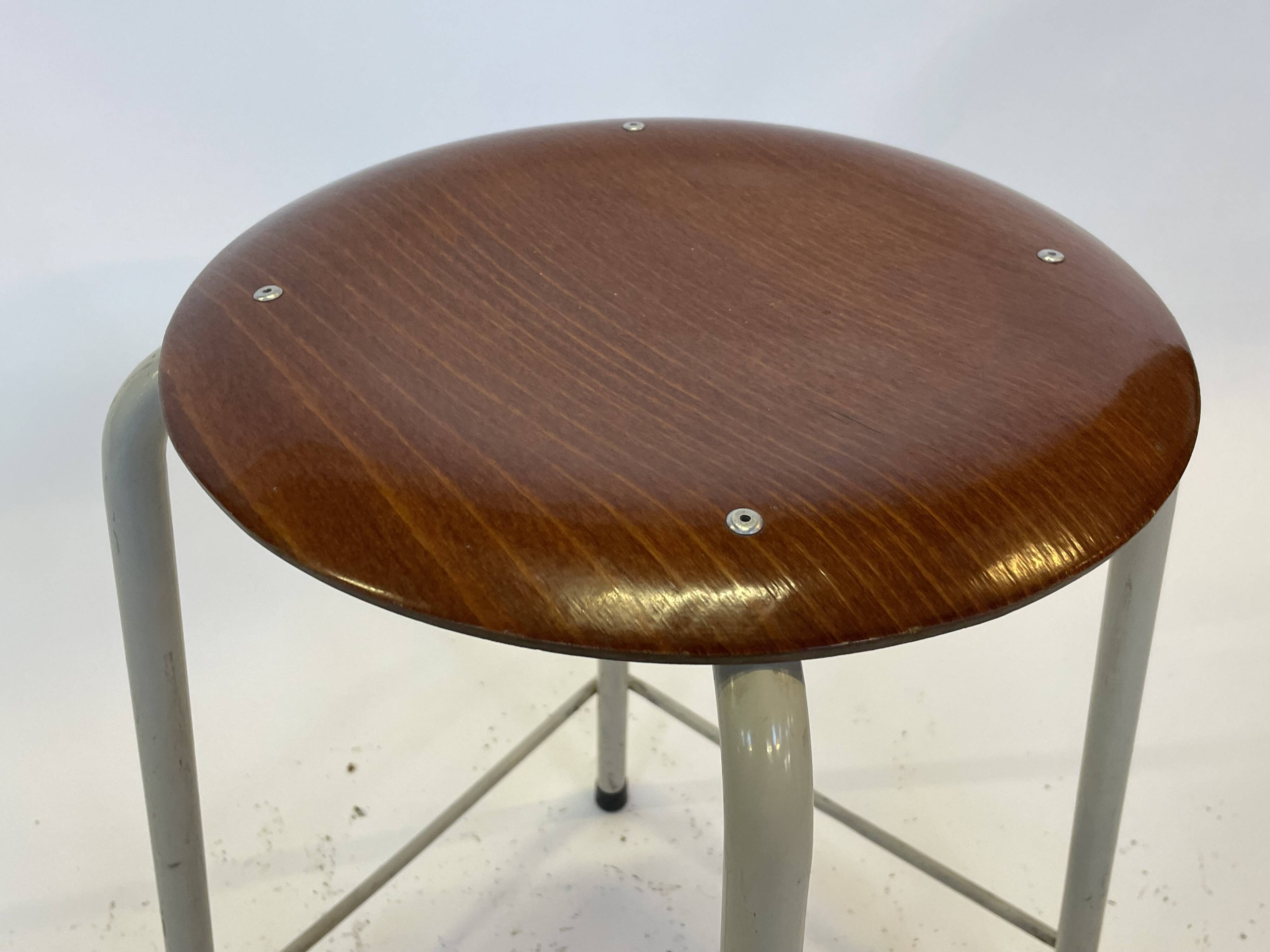 Vintage school stool, 1970s industrial design, Dutch minimalist