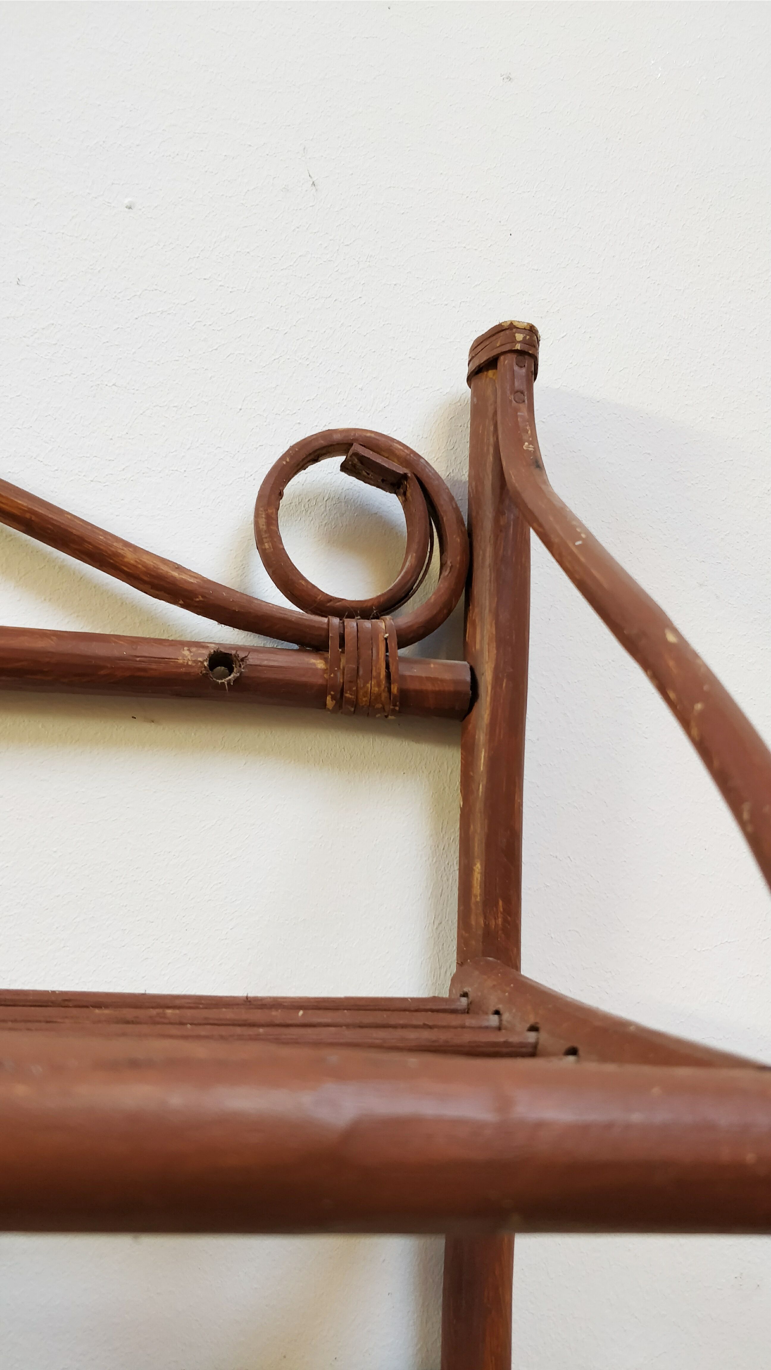 Rattan wall coat rack