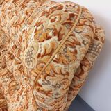 Set of 2 vintage armchairs in floral fabric with fringes from the 60s 70s
