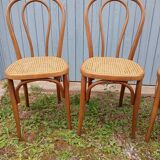 3 chaises de bistrot anciennes avec cannage