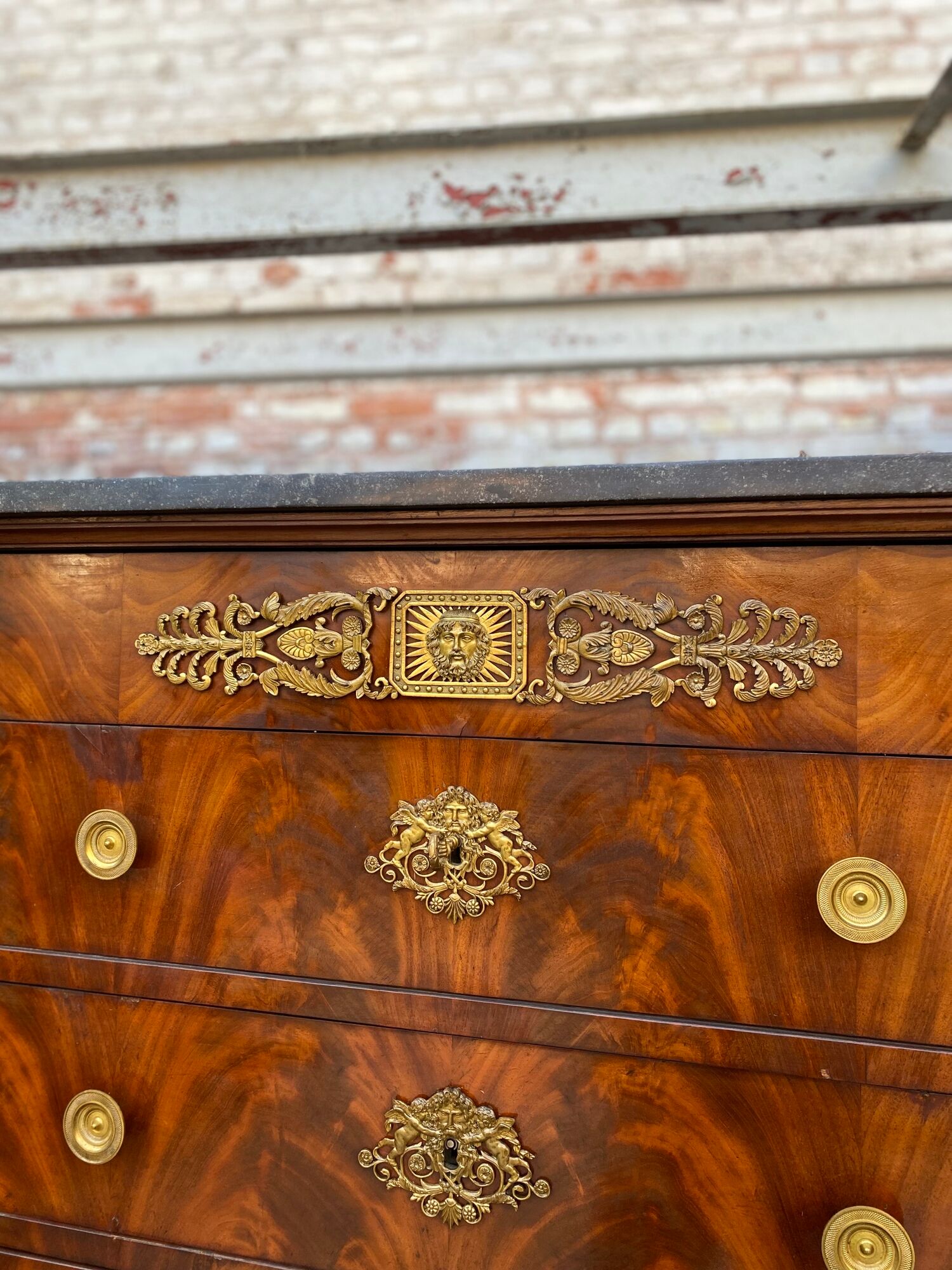 Dresser in mahogany flamed period Empire XIXth century