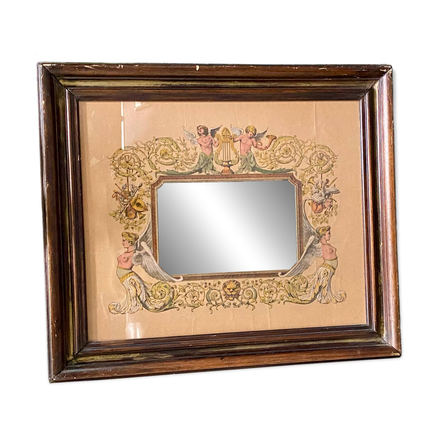 Antique wooden mirror