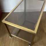 Coffee end table in smoked glass and brass