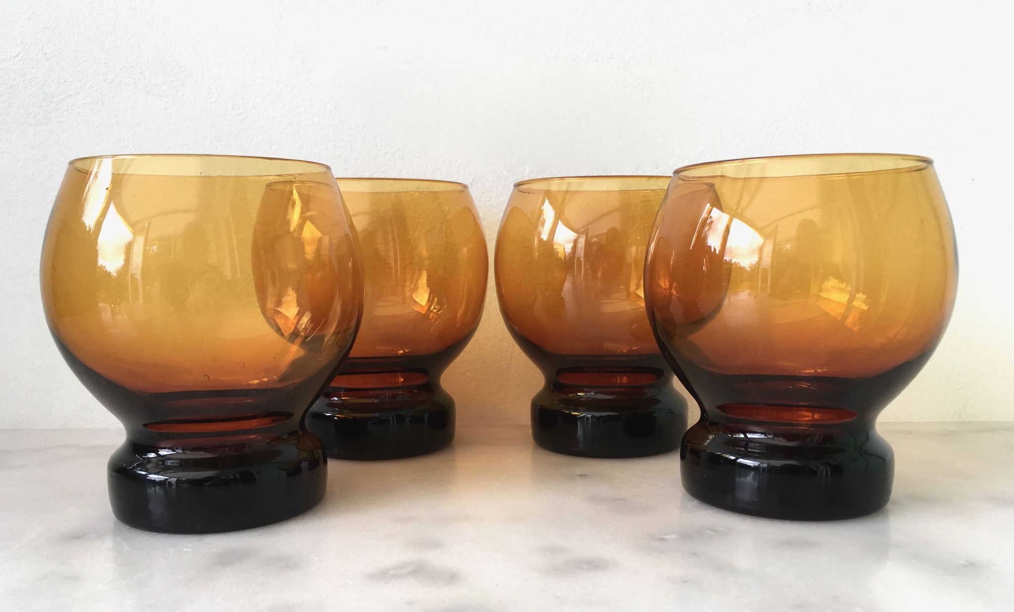 Set of 4 vintage amber cups