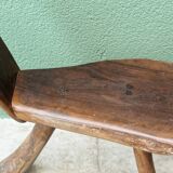 Pair of brutalist chairs in raw wood