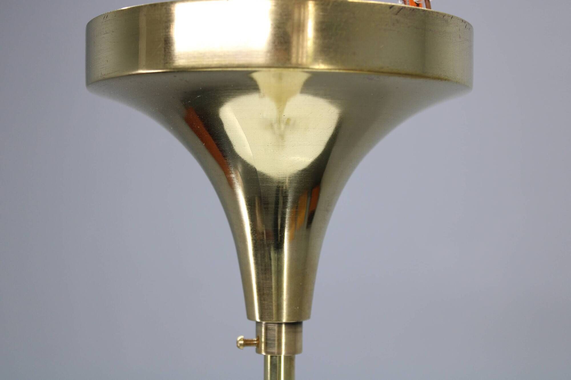 Restored Bauhaus or Art Deco brass chandelier, Czechoslovakia, circa 1930s