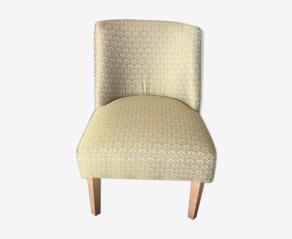 Small chair in gold-blue fabric