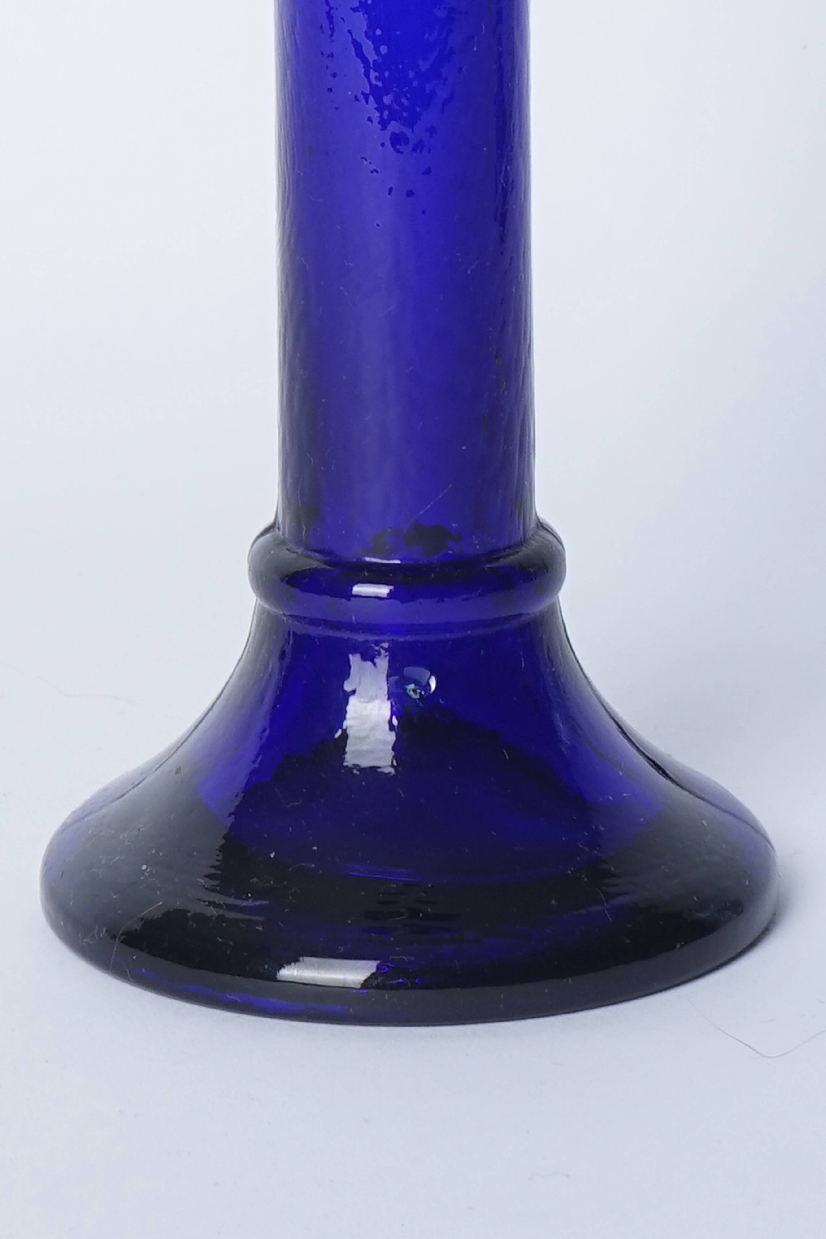 Bougeoire bleu en verre