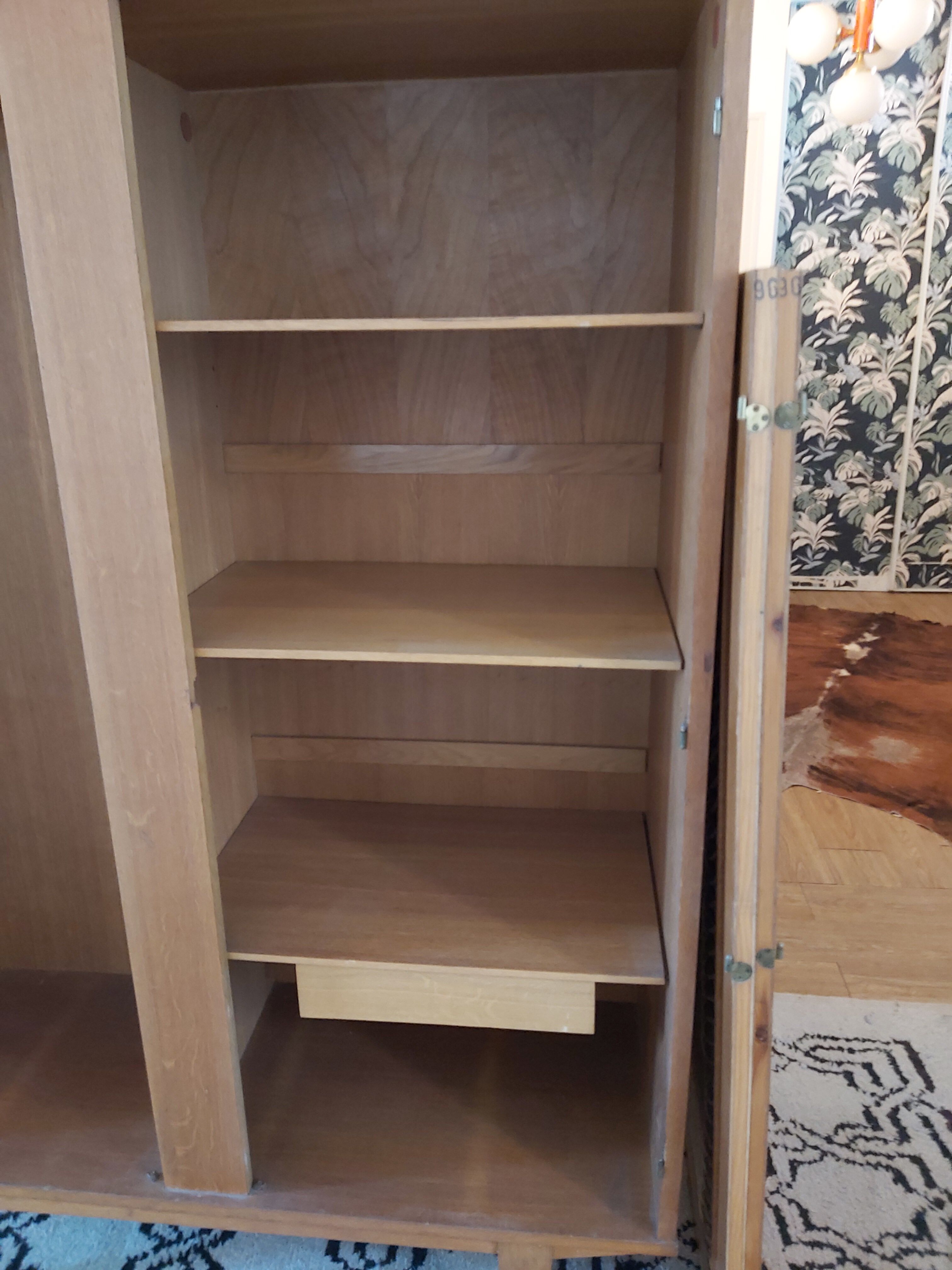 Vintage wooden and rattan cabinet