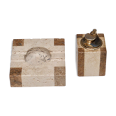 Travertine smoker's set, lighter and ashtray