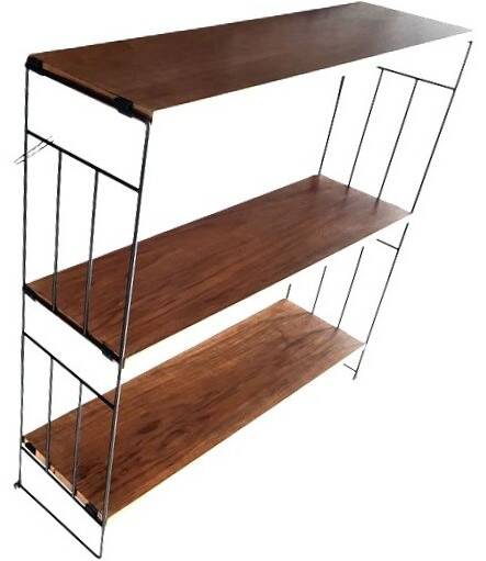 3 wall shelves wood and metal, Nils Strinning