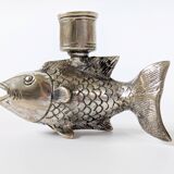 Vintage silver plated koi fish candle holder