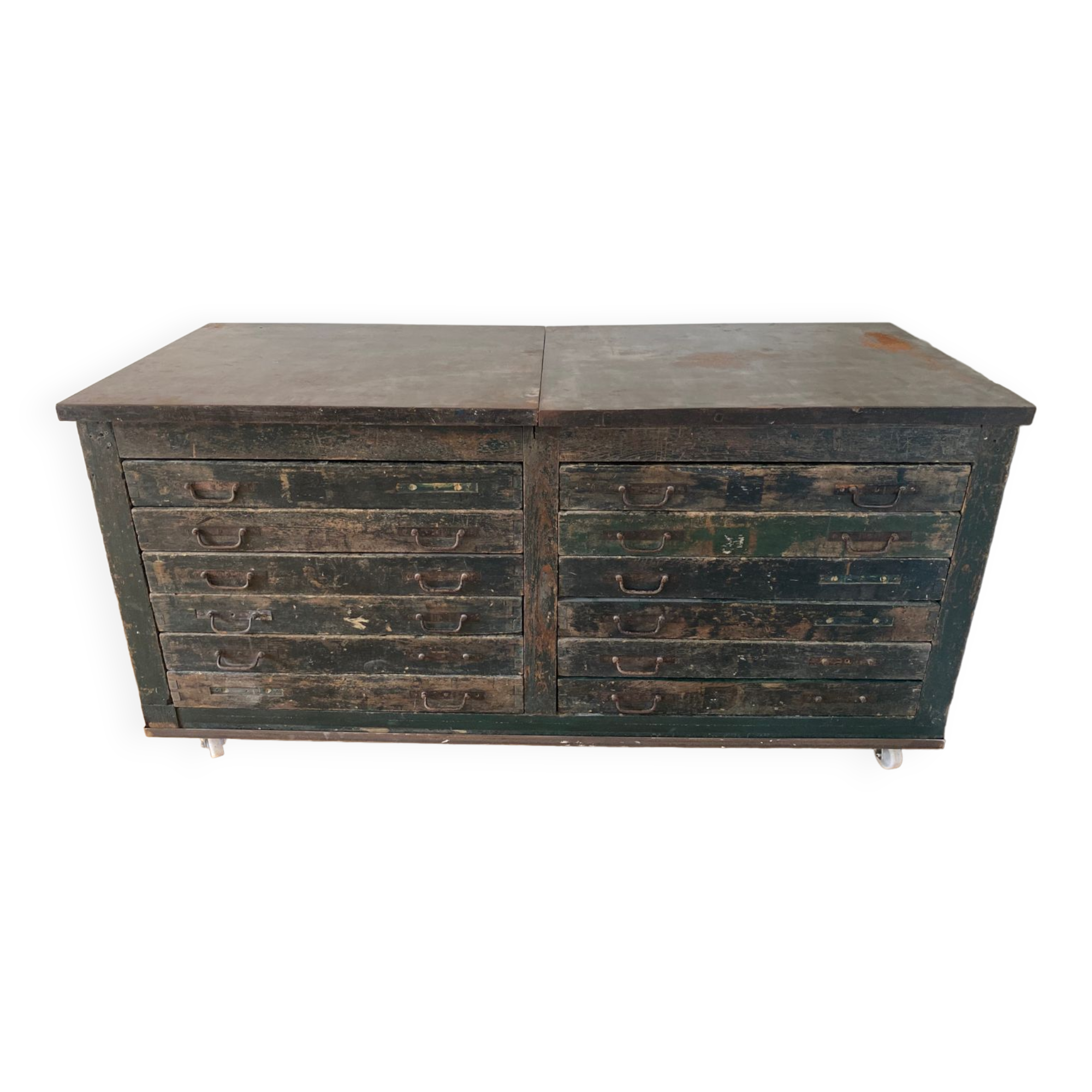 Wooden printing marble and cast iron top