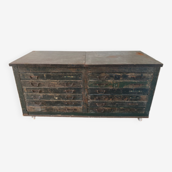 Wooden printing marble and cast iron top