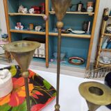 Trio de bougeoirs laiton design année 70
