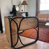 Cane and rattan armchair