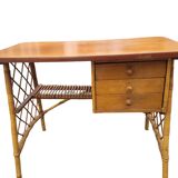 Vintage rattan desk from the 60s, 100cm L