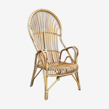 Armchair in rattan with armrests 60 years