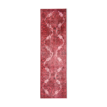 Traditional red wool overdyed persian runner rug handmade oriental carpet- 72x236cm