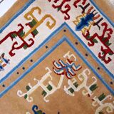 Vintage chinese art deco handmade carpet 120cm x 213cm 1960s, 1c429