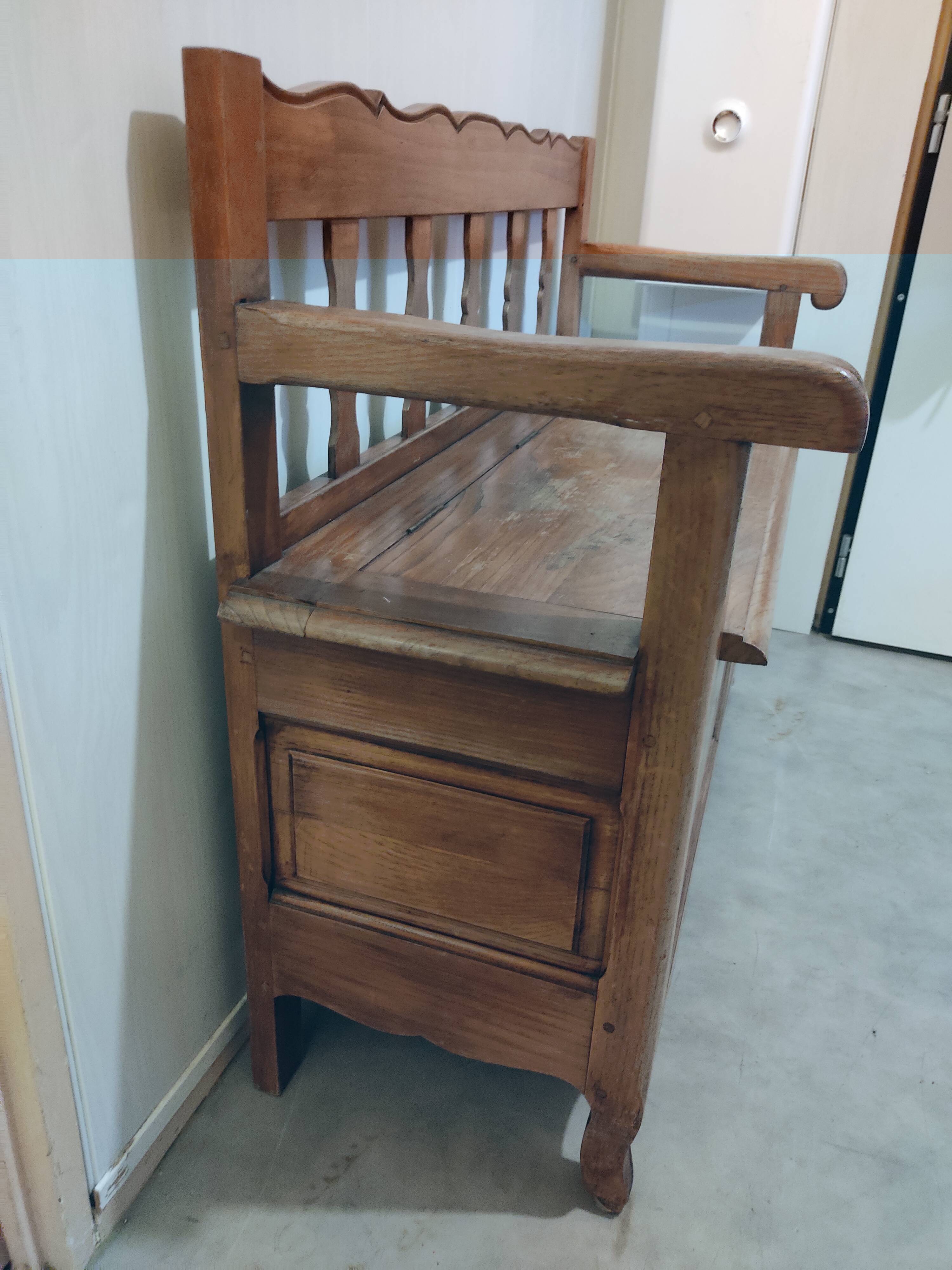 Vintage antique wood chest bench