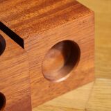 Duo de bougeoirs scandinaves cubes en teck
