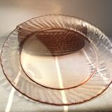 Pink glass dessert plates from the 70s, Arcoroc "Rosaline" +1 offered
