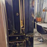 Black and gold lacquered Sanibloc furniture in the style of Maison Jansen, 1970