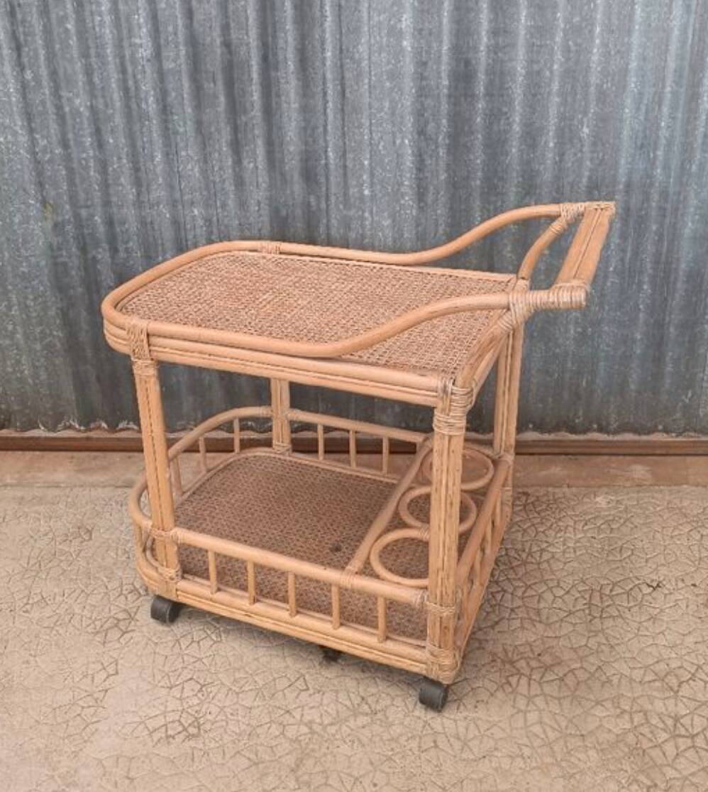 Vintage rattan wicker bar dessert table