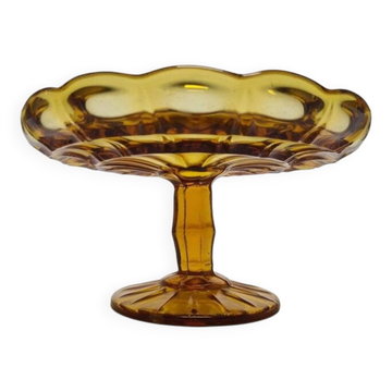 Cake bowl on stand from Ząbkowice Glassworks, 1970s