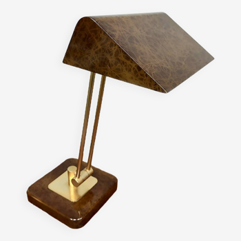 Lampe de bureau vintage en laiton et marbre, France, 1960