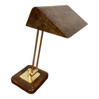 Vintage French brass and marble dessin desk lamp 1960