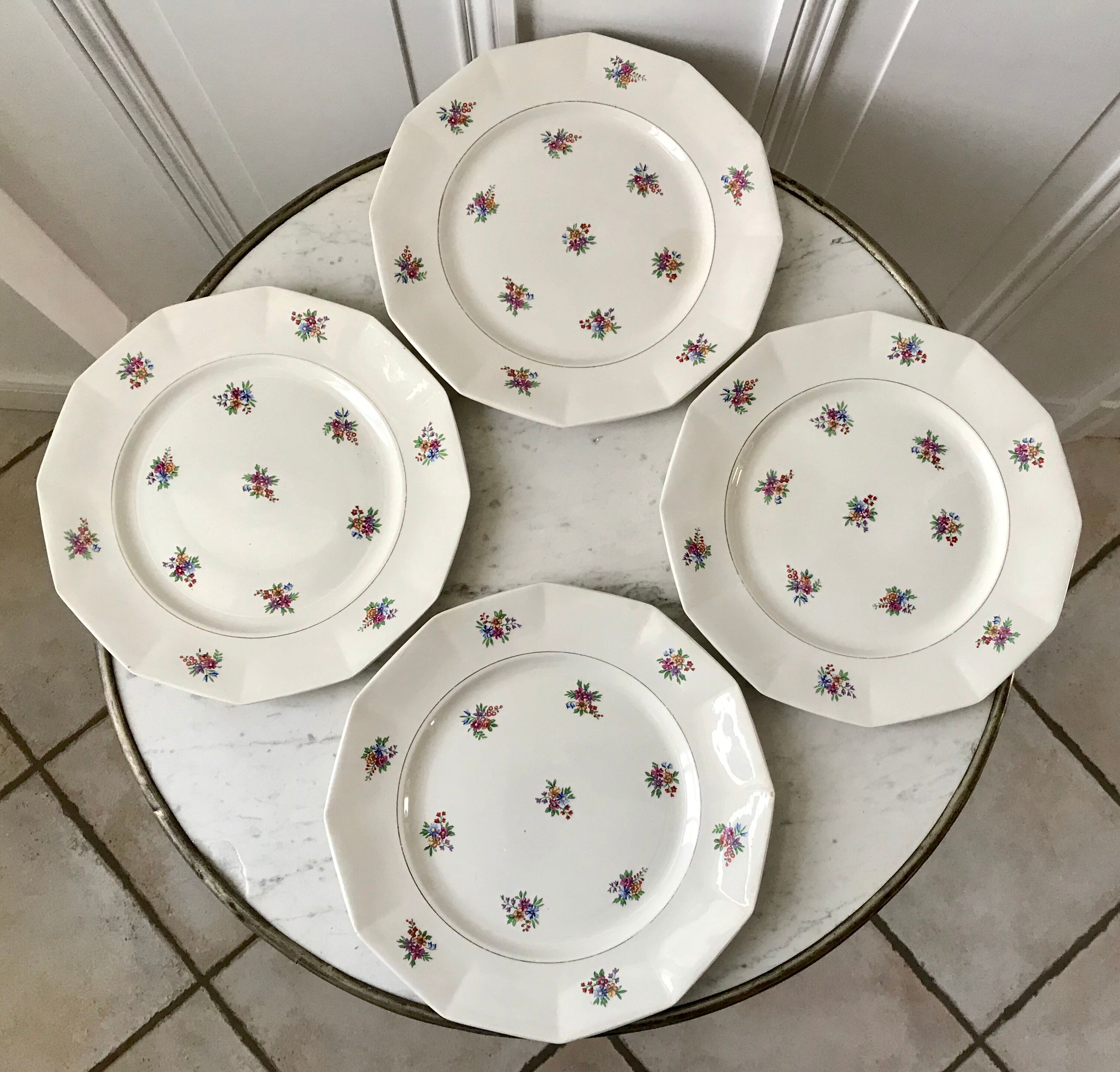Set of 4 flat plates Céranord Saint-Amand 50s