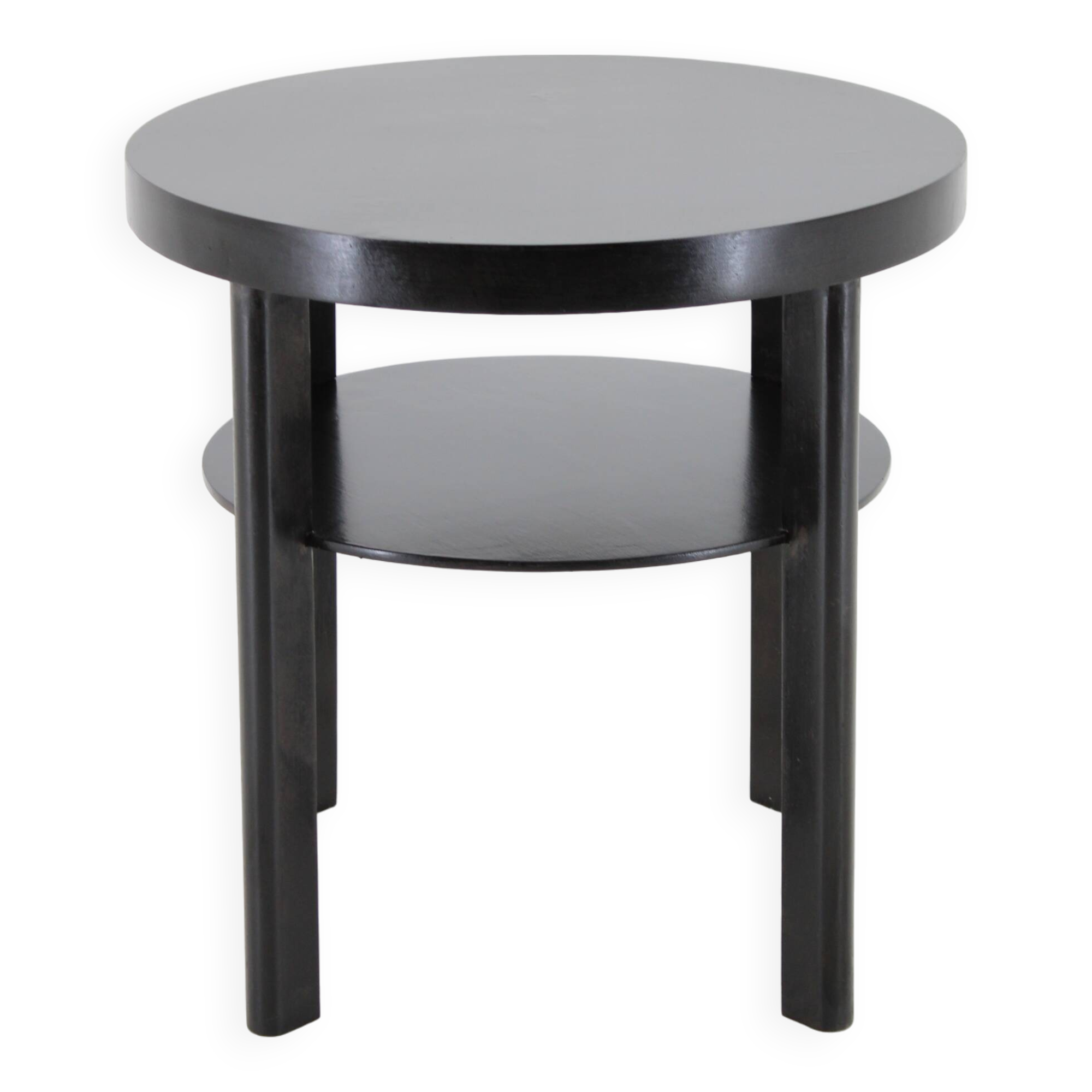 1940s Art Deco Round Coffee Table , Czechoslovakia