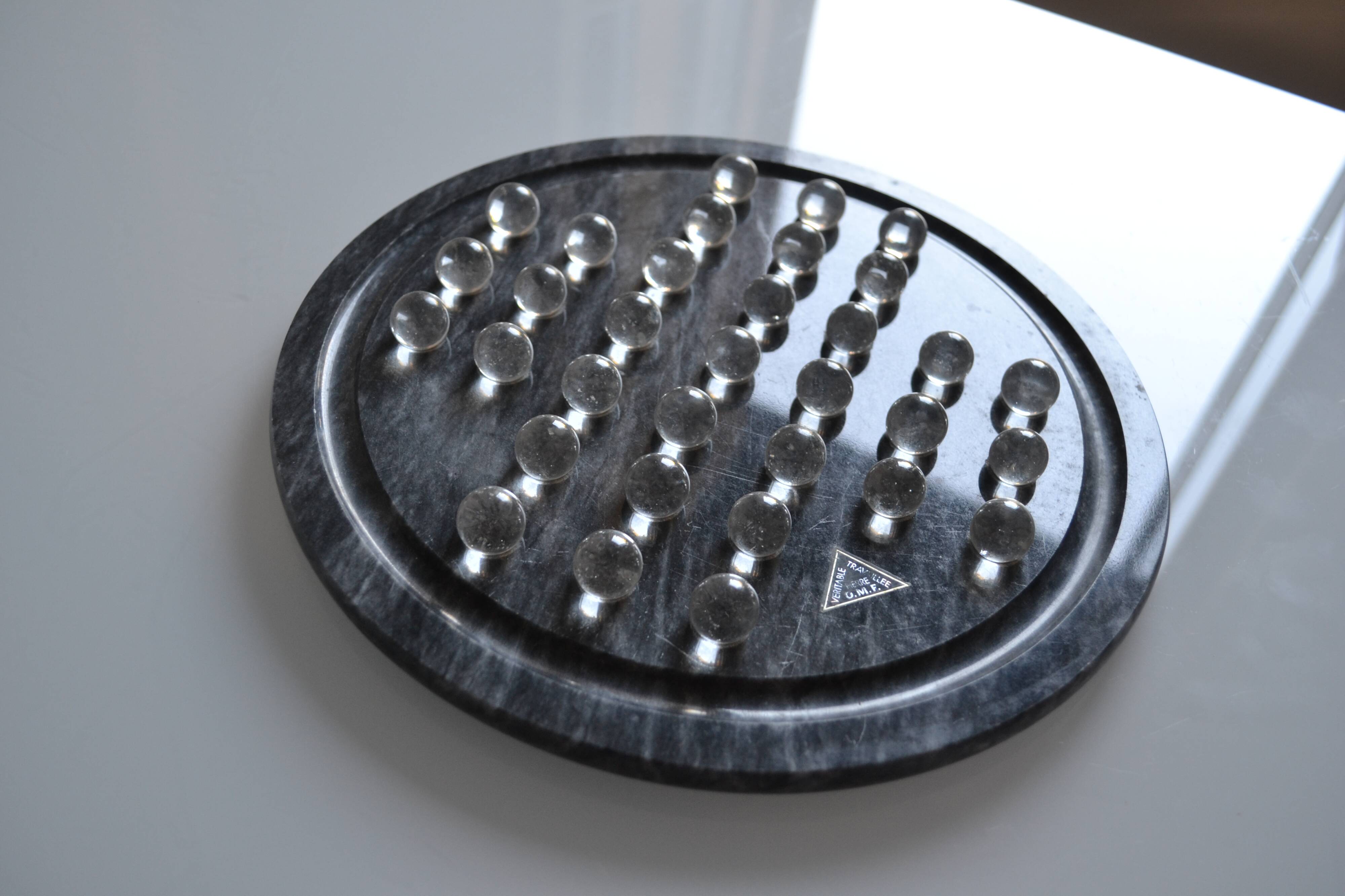 vintage marble and glass solitaire game