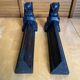 Pair of fireplace chenets raphaël man's head black cast iron vintage #e236
