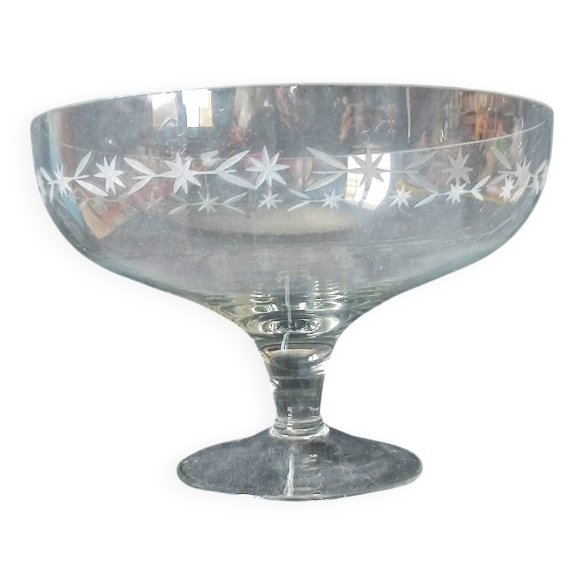 1960/80 /21 cm cut crystal bowl /flowers /plants