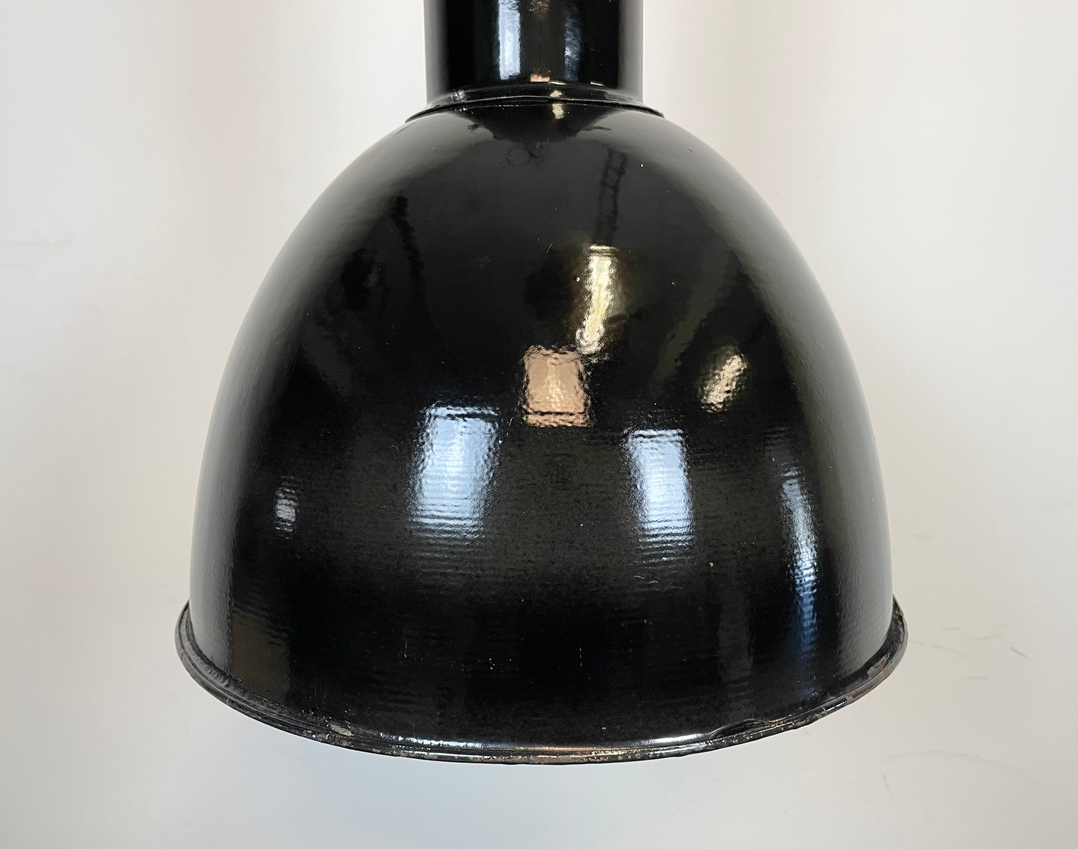 Industrial bauhaus black enamel pendant lamp, 1930s