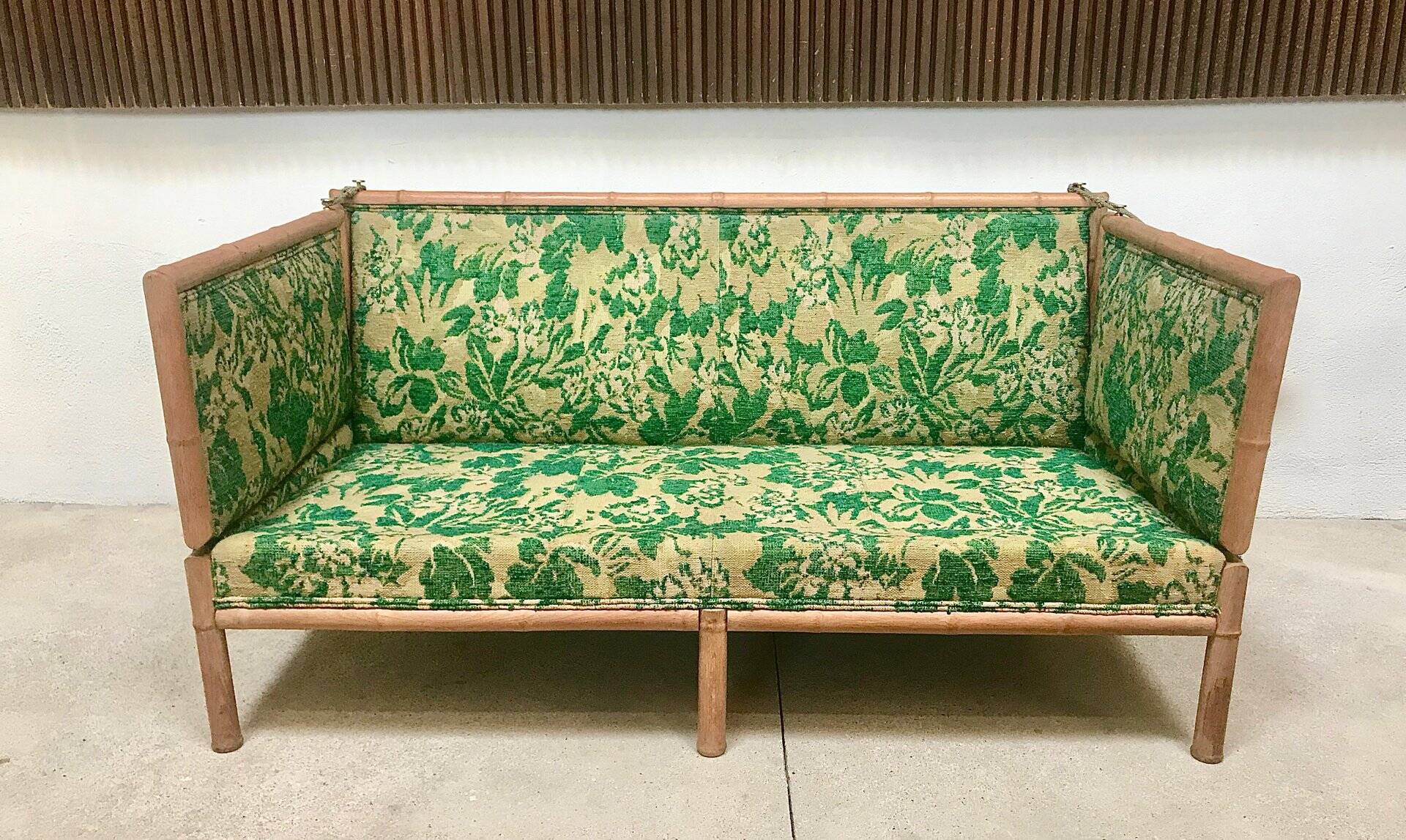 Convertible Two-Seater Sofa / Daybed in Bamboo Style, France 1960s