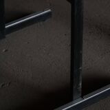 Set of 6 industrial stackable chairs by Niels Larsen, black metal and oak, 1960s.