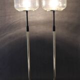 1970s Pair of Glass Brass Floor Lamps by Kamenicky Senov , Czechoslovakia