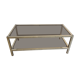 Table basse en laiton doré verre fumé design années 1970