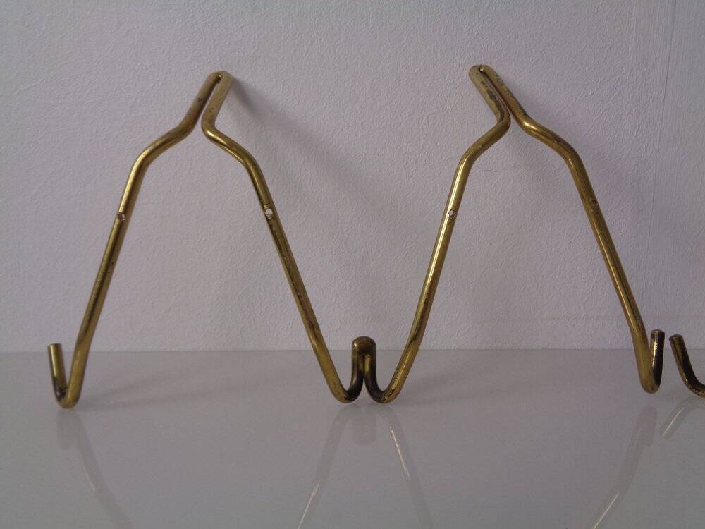 Mid-Century Brass Coat Hooks, 1950s, Set of 2