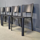 Vintage black leather dining chairs, Italy, 1980s