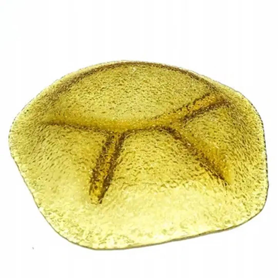 Plateau d'apéritif, moderne du milieu du siècle, verre jaune, design par J. Drost, Ząbkowice, Pologne, années 1970