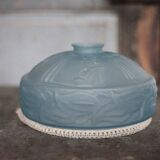 Blue glass lampshade, Art Deco pendant, vintage ceiling lamp.