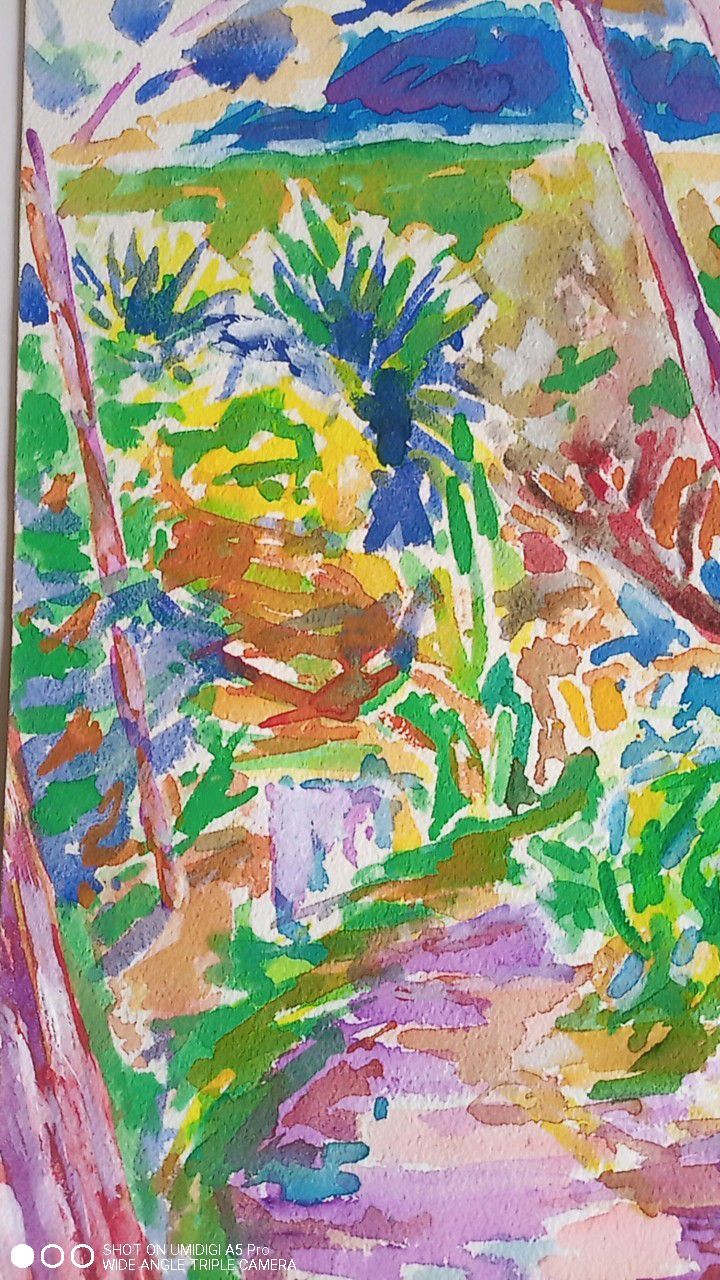 Pierre Lacroux (1909-1993) Gouache - 38,5 x 28,5cm - cap ferrat August 78